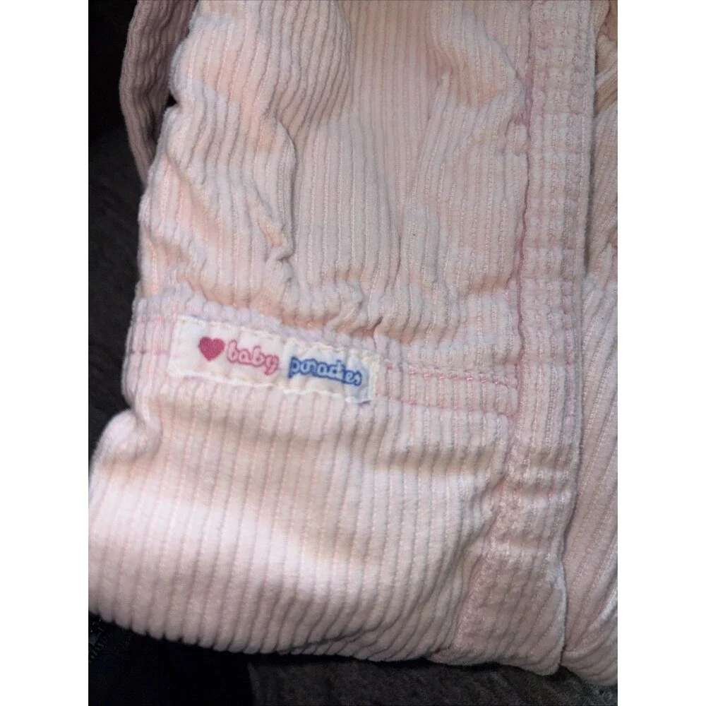 Vintage Pink Corduroy Overalls Romper 9-19m Adjustable Germany Unique Rare EUC